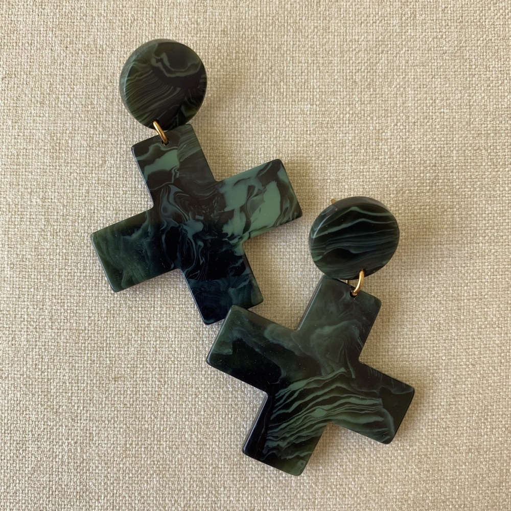 Malachite Acetate Earrings